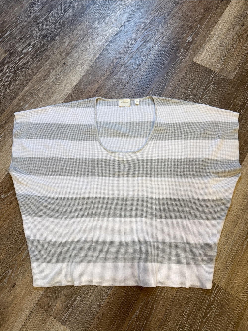 Cyrus Light Gray and White Striped Knit Top